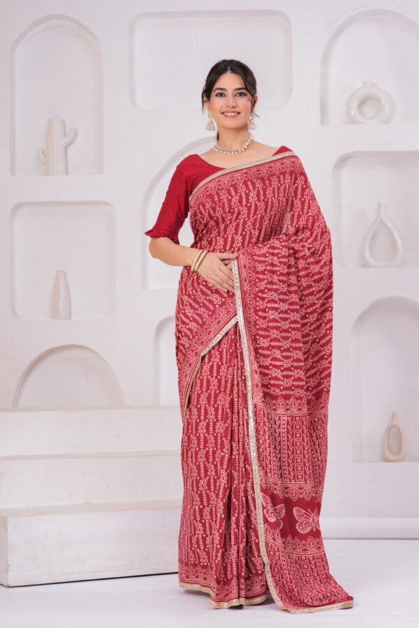 Premium Muslin Modal Silk Printed Saree with Designer Pallu & Zari Border