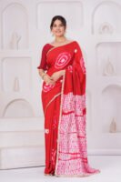 Premium Muslin Modal Silk Tie-Dye Saree with Zari Border
