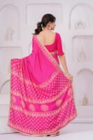 Premium Muslin Modal Silk Floral Buti Saree with Zari Border