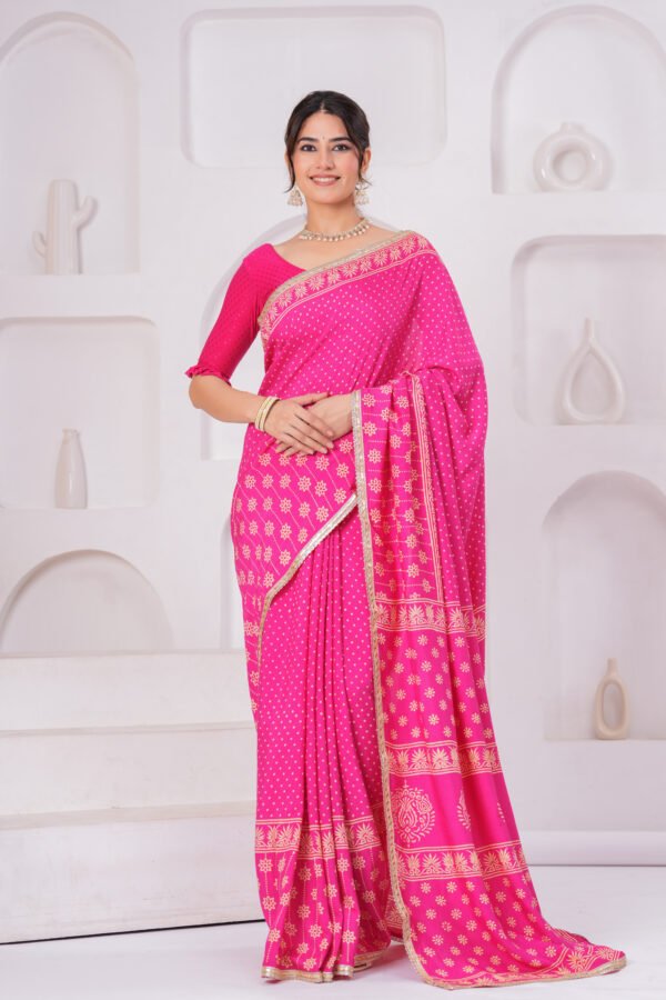 Premium Muslin Modal Silk Floral Buti Saree with Zari Border