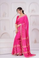 Premium Muslin Modal Silk Floral Buti Saree with Zari Border