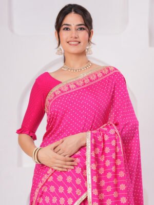 Premium Muslin Modal Silk Floral Buti Saree with Zari Border