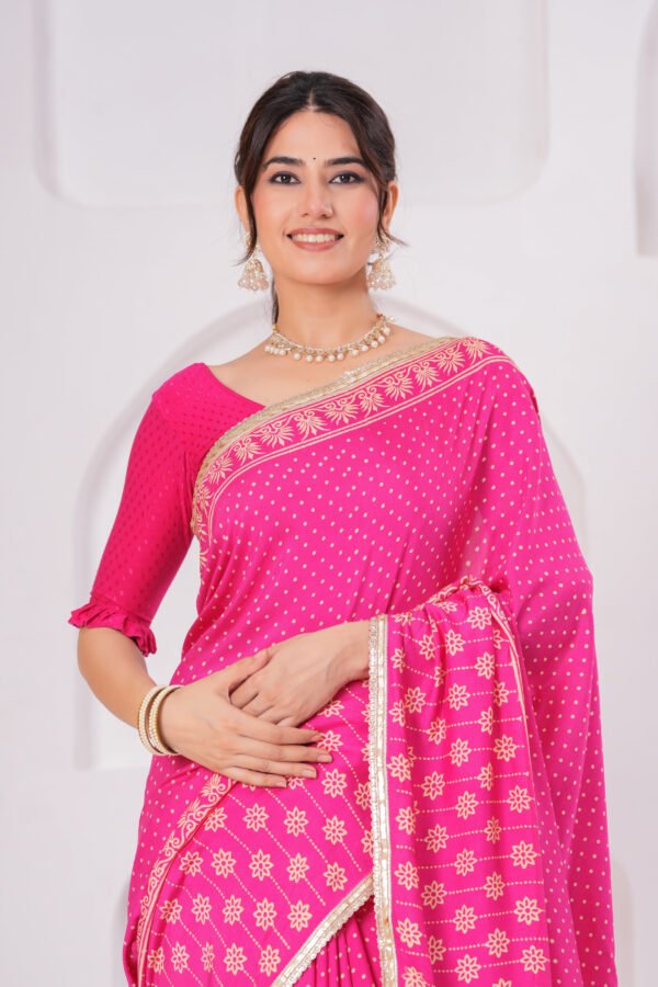 Premium Muslin Modal Silk Floral Buti Saree with Zari Border