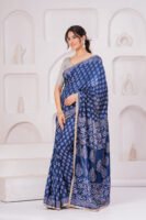 Premium Muslin Modal Silk Ethnic Printed Saree with Designer Pallu & Zari Border