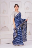 Premium Muslin Modal Silk Ethnic Printed Saree with Designer Pallu & Zari Border