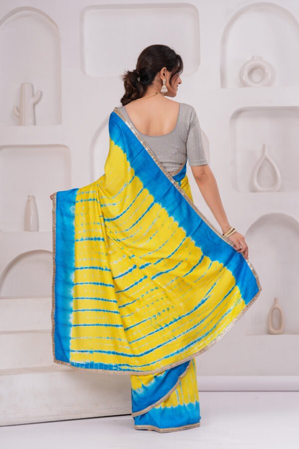 Vibrant Muslin Modal Silk Tie-Dye Saree with Zari Border