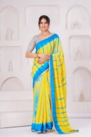 Vibrant Muslin Modal Silk Tie-Dye Saree with Zari Border