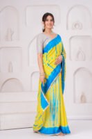 Vibrant Muslin Modal Silk Tie-Dye Saree with Zari Border