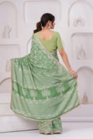 Elegant Muslin Modal Silk Printed Saree with Zari Border & Designer Pallu