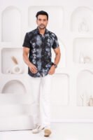 Men’s Luxury Hand Block Printed Shirt – Midnight Shadow Edition