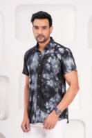 Men’s Luxury Hand Block Printed Shirt – Midnight Shadow Edition