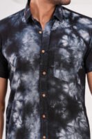 Men’s Luxury Hand Block Printed Shirt – Midnight Shadow Edition