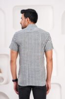 Men’s Luxury Hand Block Printed Shirt – Slate Grey Dotted Edition