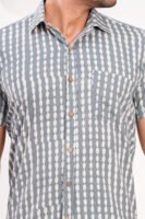 Men’s Luxury Hand Block Printed Shirt – Slate Grey Dotted Edition