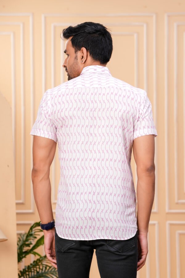 Men’s Luxury Hand Block Printed Shirt – Blush Ivory Edition