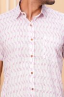 Men’s Luxury Hand Block Printed Shirt – Blush Ivory Edition