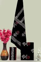 Black & Red Floral Hand Block Print Cotton Unstitched Suit Set