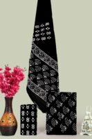 Classic Black & White Hand Block Print Cotton Unstitched Suit Set