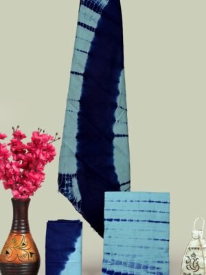 Indigo Shibori Tie-Dye Cotton Unstitched Suit Set