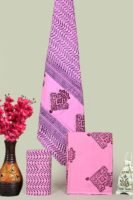 Blush Pink Hand Block Print Cotton Unstitched Suit Set