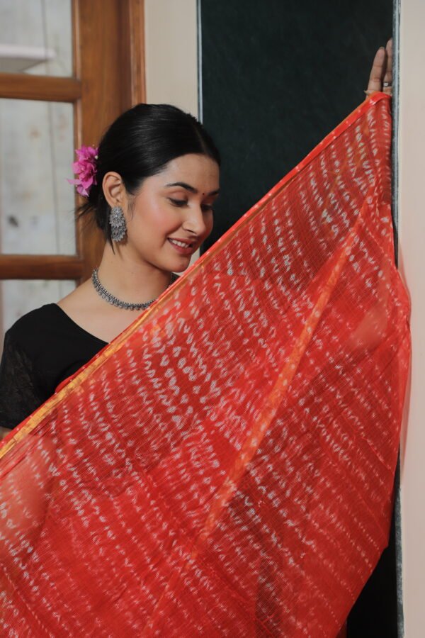 Premium Kota Doria Bandhani Inspired Saree with Zari Border