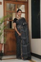 Premium Kota Doria Ethnic Printed Saree with Subtle Zari Border