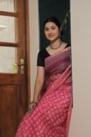 Premium Kota Doria Floral Printed Saree with Rich Zari Border