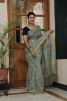 Premium Kota Doria Paisley Printed Saree with Elegant Border