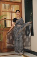 Premium Kota Doria Printed Saree with Zari Border
