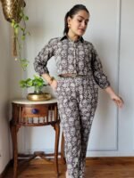 Women’s Brown Floral Printed Co-Ord Set
