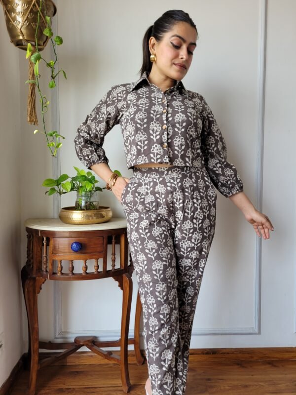 Women’s Brown Floral Printed Co-Ord Set