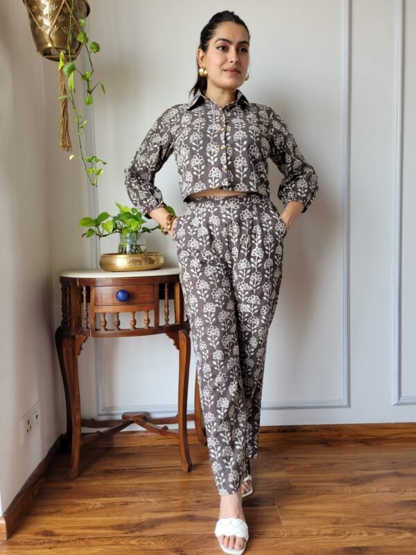 Women’s Brown Floral Printed Co-Ord Set