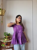 Women’s Purple Printed Peplum Top