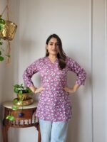 Women’s Pink Floral Printed Casual Top