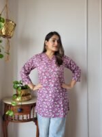 Women’s Pink Floral Printed Casual Top