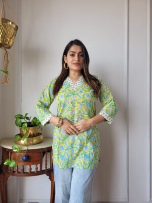 Women’s Yellow Floral Printed Casual Top