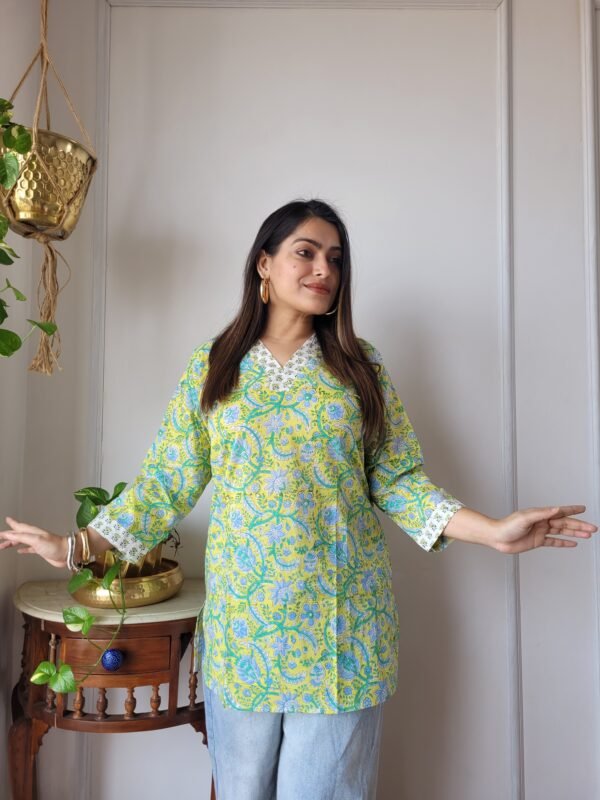 Women’s Yellow Floral Printed Casual Top