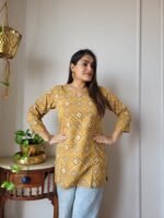 Women’s Mustard Geometric Printed Casual Top