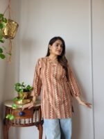 Women’s Brown Striped Printed Casual Top