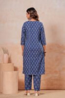 Women’s Printed Kurta Pant Set (Blue)