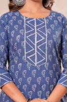 Women’s Printed Kurta Pant Set (Blue)