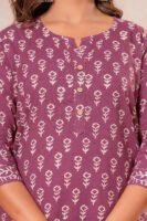 Women’s Printed Kurta Pant Set (Wine/Purple)