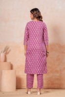 Women’s Printed Kurta Pant Set (Mauve/Purple)