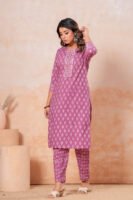 Women’s Printed Kurta Pant Set (Mauve/Purple)