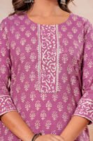 Women’s Printed Kurta Pant Set (Mauve/Purple)