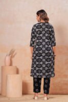 Women’s Black & White Printed Kurta Pant Set