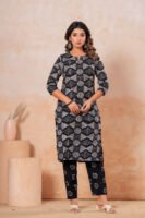 Women’s Black & White Printed Kurta Pant Set