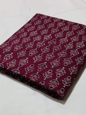 Cotton Hand Block Printed Running Fabric – Maroon