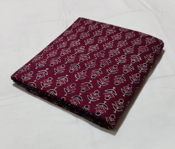 Cotton Hand Block Printed Running Fabric – Maroon