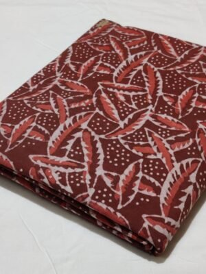 Cotton Hand Block Printed Running Fabric – Rust Red